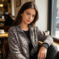 Veste à imprimé léopard zippée pour femme