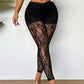 Pantalon pour femme en maille de dentelle transparente et sexy