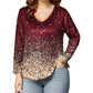 Chemise à manches longues pour femme, col V, imprimé dégradé