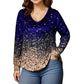 Chemise à manches longues pour femme, col V, imprimé dégradé