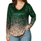 Chemise à manches longues pour femme, col V, imprimé dégradé