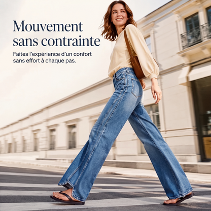 Jeans taille haute jambes larges pour femme