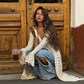 Cardigan long en crochet ajouré pour femme