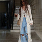 Cardigan long en crochet ajouré pour femme