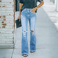 Jean flare taille haute détruit pour femme