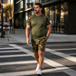 Ensemble chemise à manches courtes camouflage décontractée et short pour homme