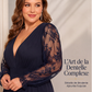 Robe longue élégante pour femme à col V avec empiècements en dentelle