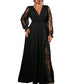 Robe longue élégante pour femme à col V avec empiècements en dentelle
