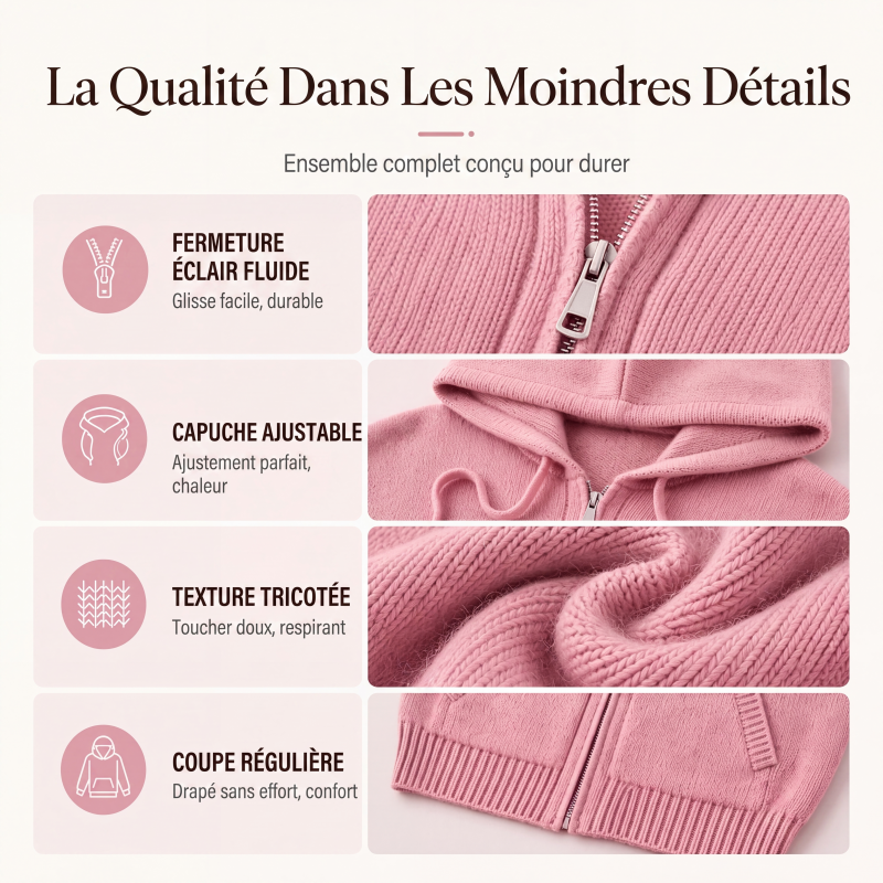 Cardigan en maille à capuche ample pour femme