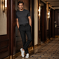 Pantalons décontractés en soie glacée pour homme