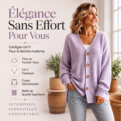 Cardigan en maille oversize à col V pour femme