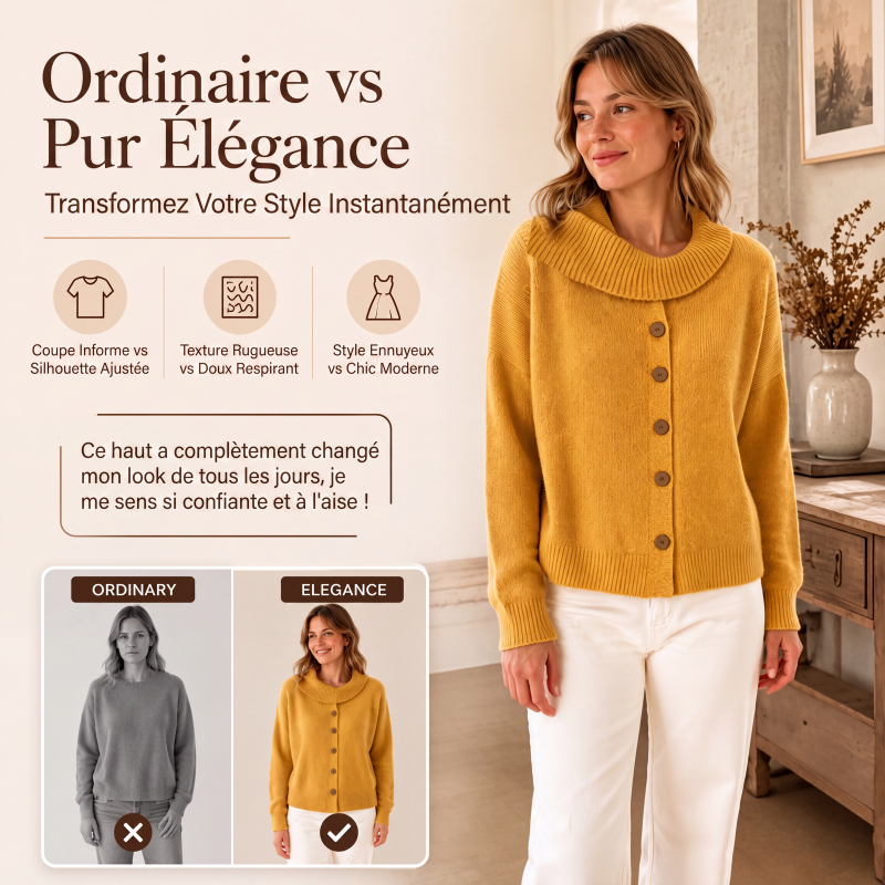 Cardigan en maille à col irrégulier pour femme