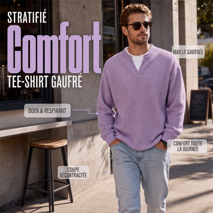 T-shirt en nid d'abeille confort superposé