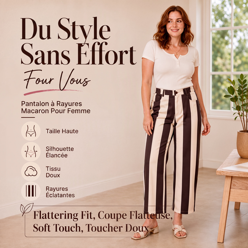 Pantalon large à rayures décontracté pour femme