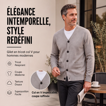 Cardigan en maille décontracté à col V pour homme