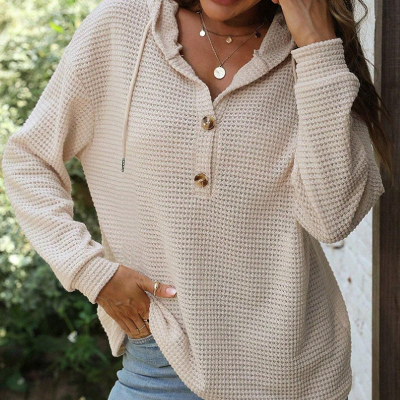 Top à capuche à manches longues de couleur unie pour femmes💖