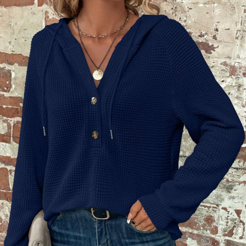 Top à capuche à manches longues de couleur unie pour femmes💖