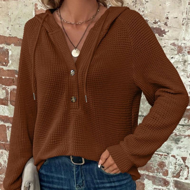 Top à capuche à manches longues de couleur unie pour femmes💖