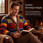 Cardigan en maille rayé à col châle pour homme