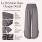 Pantalon taille haute en coton et lin pour femme