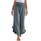 Pantalon taille haute en coton et lin pour femme