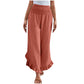 Pantalon taille haute en coton et lin pour femme