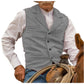 Gilet en tweed à chevrons avec col revers vintage pour homme