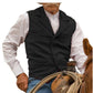 Gilet en tweed à chevrons avec col revers vintage pour homme