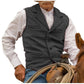 Gilet en tweed à chevrons avec col revers vintage pour homme