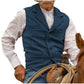 Gilet en tweed à chevrons avec col revers vintage pour homme