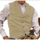Gilet en tweed à chevrons avec col revers vintage pour homme