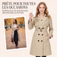 Trench-coat croisé décontracté pour femme