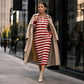 Robe sweat à capuche rayée décontractée pour femme