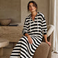Robe sweat à capuche rayée décontractée pour femme