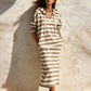 Robe sweat à capuche rayée décontractée pour femme