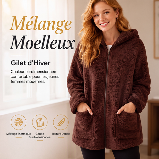Veste décontractée à capuche et fermeture éclair chaude pour femme