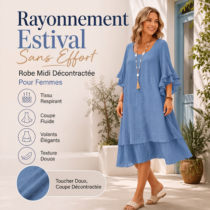 Robe d'été ample pour femme à manches volantées