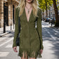 Robe femme à manches volantées et franges