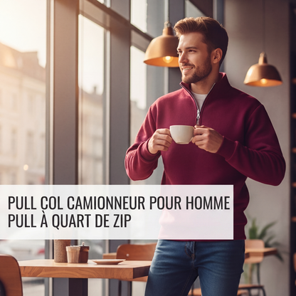 Pull à col montant et quart de zip pour homme