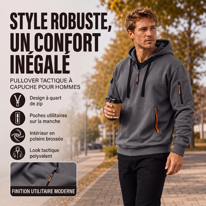Sweat à capuche décontracté et sportif pour homme avec quart de zip