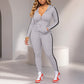 Ensemble sweat à capuche zippé rayé et pantalon pour femme