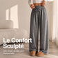 Pantalon large à taille haute et cordon de serrage pour femme