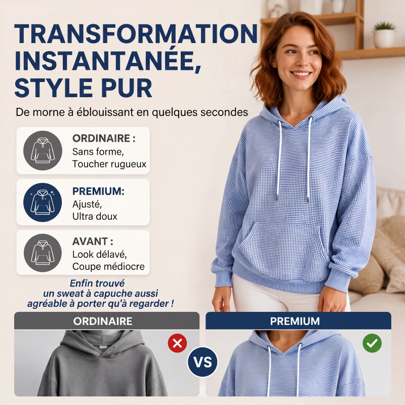 Sweat à capuche rayé à patchwork pour femme