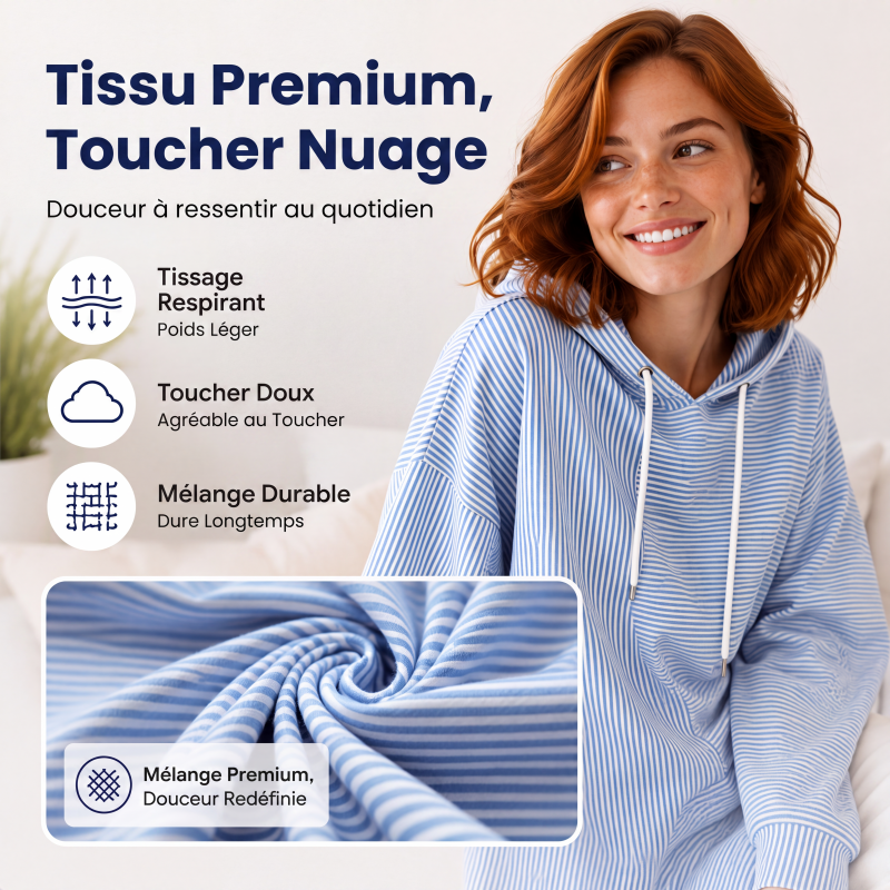 Sweat à capuche rayé à patchwork pour femme