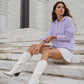 Sweat à capuche rayé à patchwork pour femme