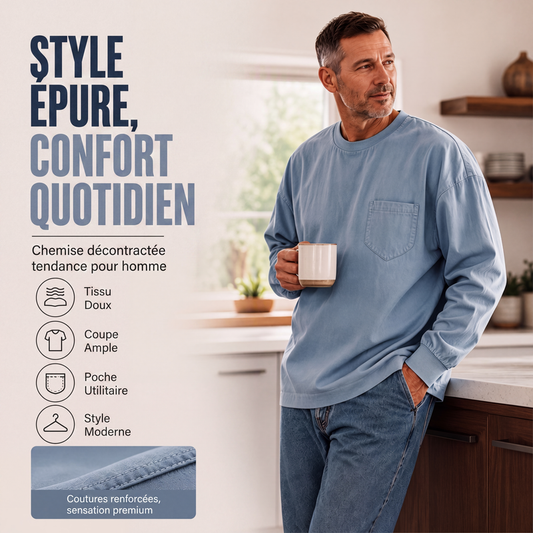 T-shirt à manches longues coupe ample pour homme