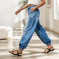 Jeans barrel extensibles taille haute pour femme