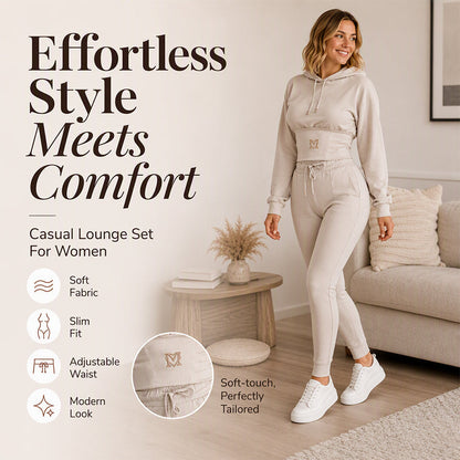 Ensemble sweat à capuche et pantalon à taille cintrée pour femme