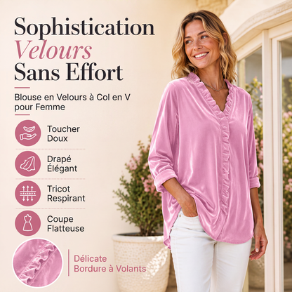 Chemisier pour femme à col volanté de couleur unie