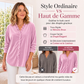 Chemisier pour femme à col volanté de couleur unie